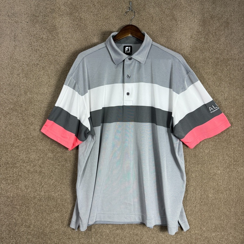 FootJoy Polo Shirt Men's 2XL Granite Engineered Birdseye Pique Self Collar Golf